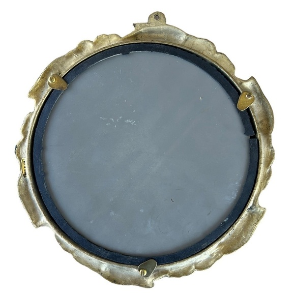 Vintage Dolphin Round Accent Wall Mirror Boho Vibes Brass Tone Heavy Taiwan 8x8 - Picture 5 of 7